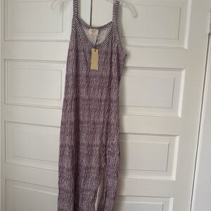 Nation LTD Purple and White Striped Midi Dress